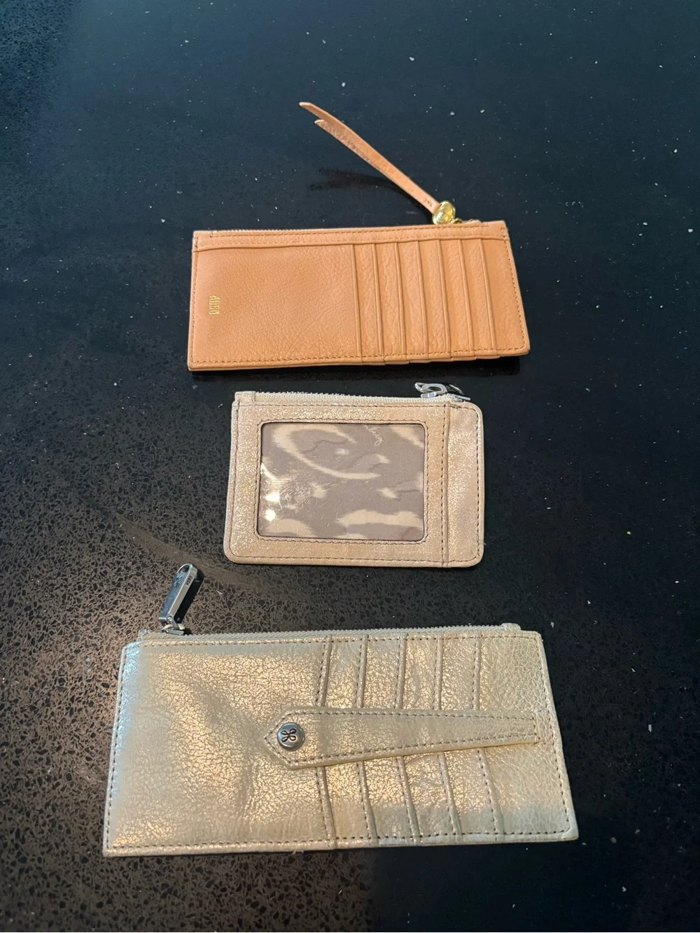HOBO Tan and Metallic Gold Card Holder Set
